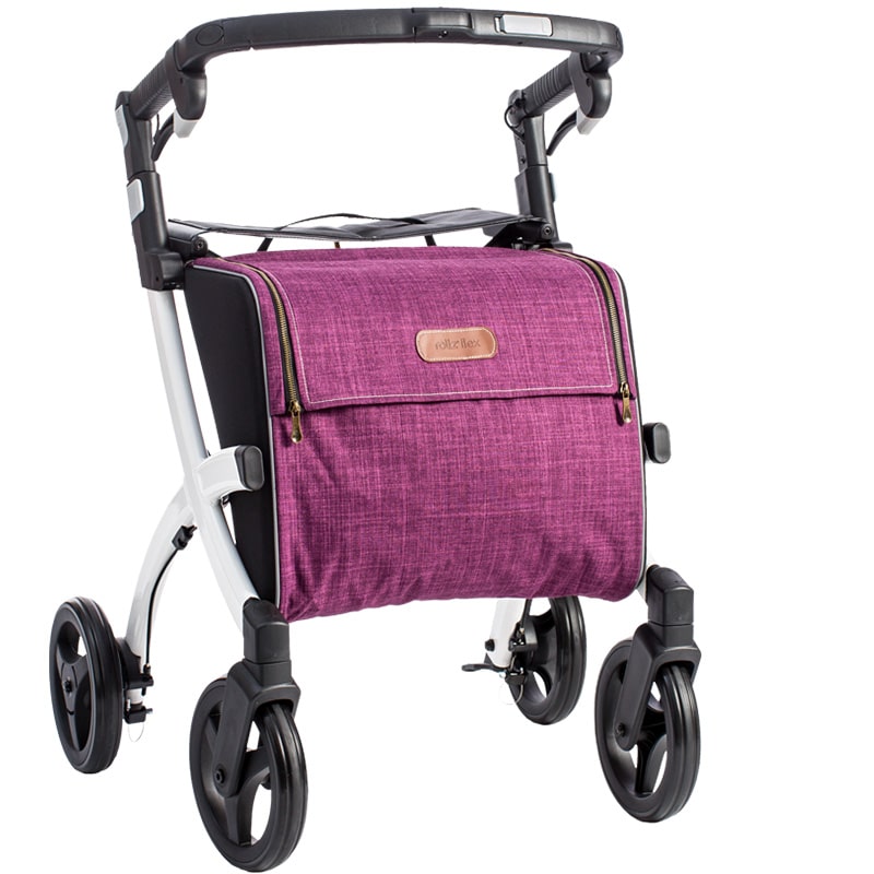 Stable rollator Rollz Flex with large capacity shopping bag